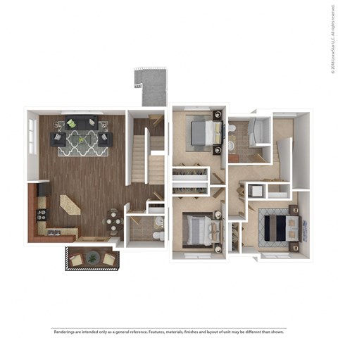 a 2 bedroom floor plan with a kitchen and a living room at Boulder Ridge, Minnesota